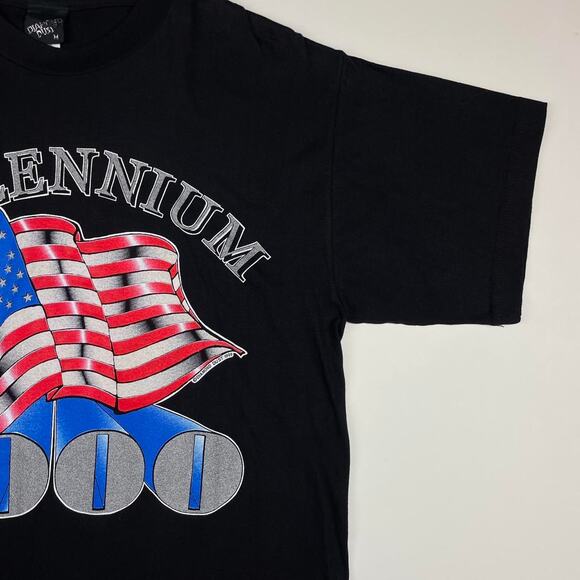 Vintage New Years Celebration Millennium USA 2000 Y2K Flag Shirt Size Medium - Picture 3 of 8